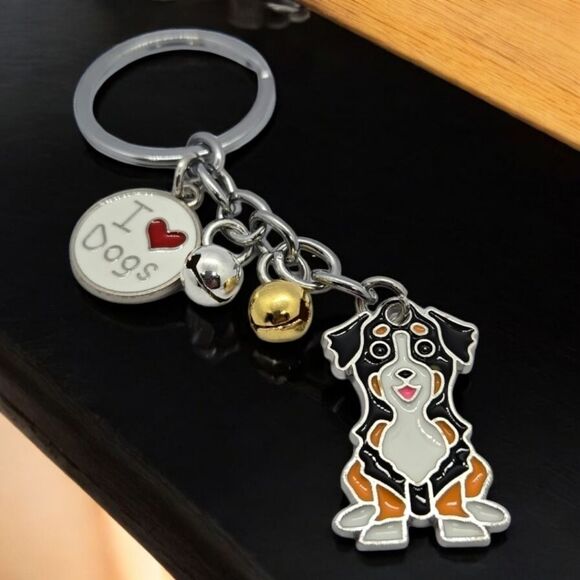 Border Collie 🐶 Love Dogs Bag Charm Key Ring Pet Mom Dad Gift Keyring Keychain - Picture 1 of 6